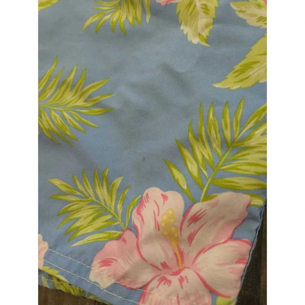 Polo Ralph Lauren Mens XL Blue Pink Hibiscus Floral Tropical Swim Trunks Shorts